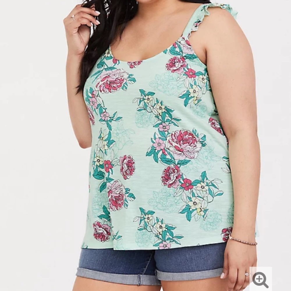 Torrid Mint Floral Ruffle Tank/Cami